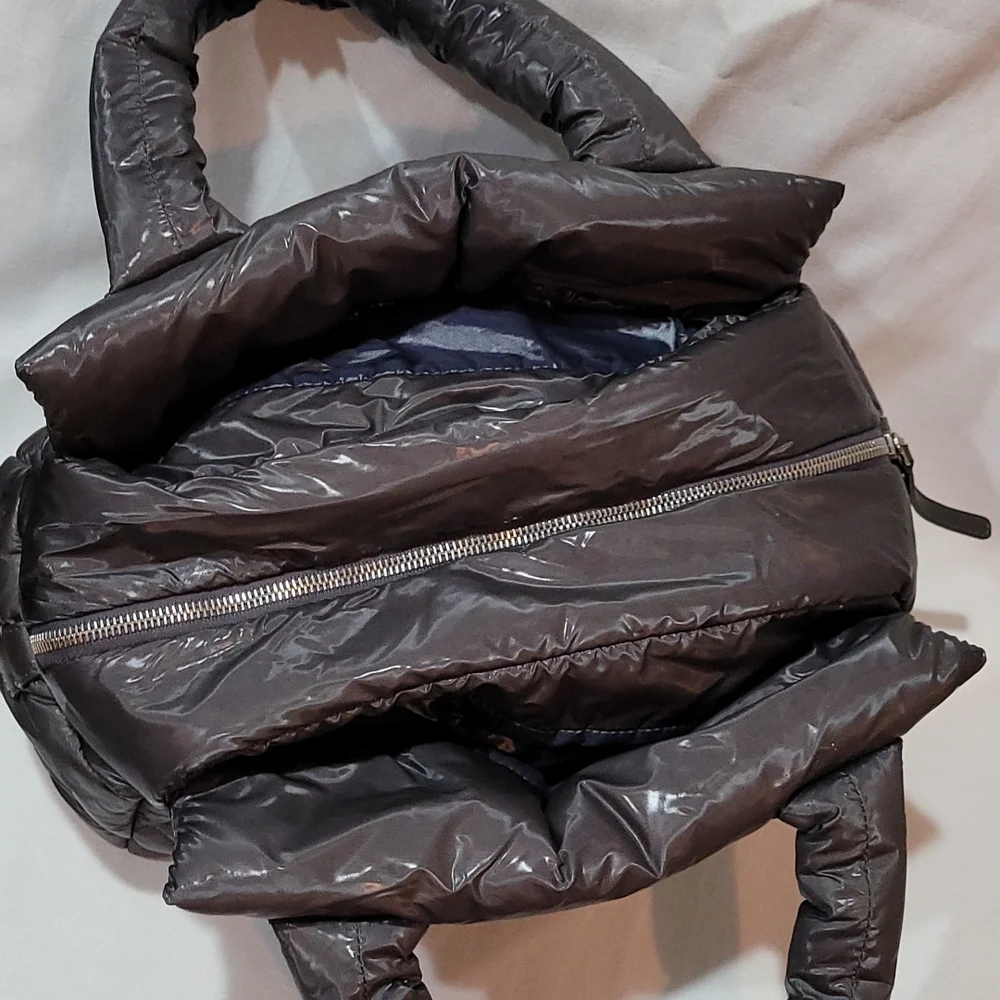 CHANEL Quilted Puffer Tote Bag in dark grey
